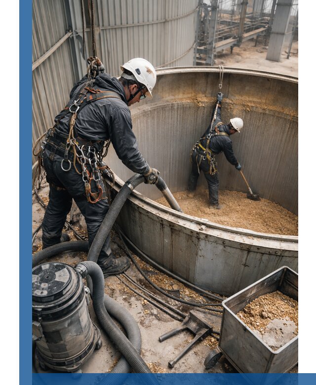 Профессиональная чистка зерновых бункеров в Краснодаре с выездом