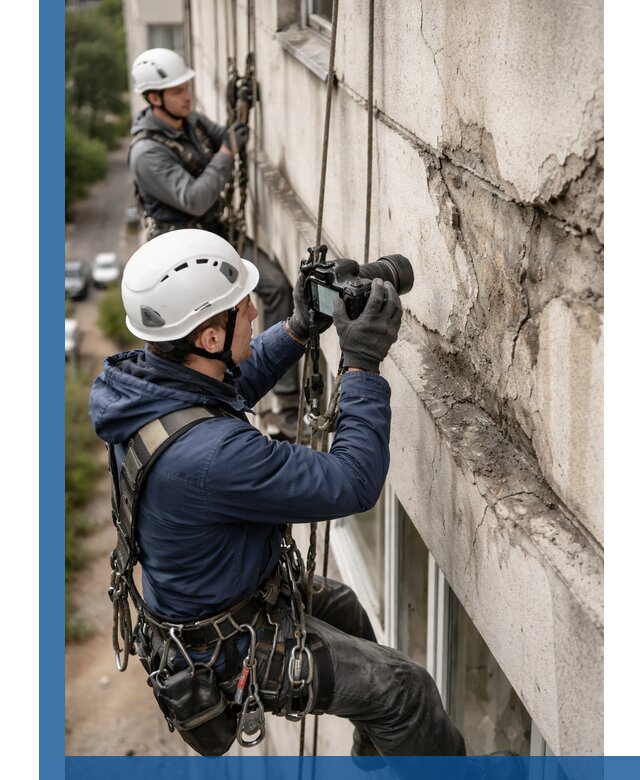 Фотофиксация дефектов фасада с высотной съемкой в Краснодаре
