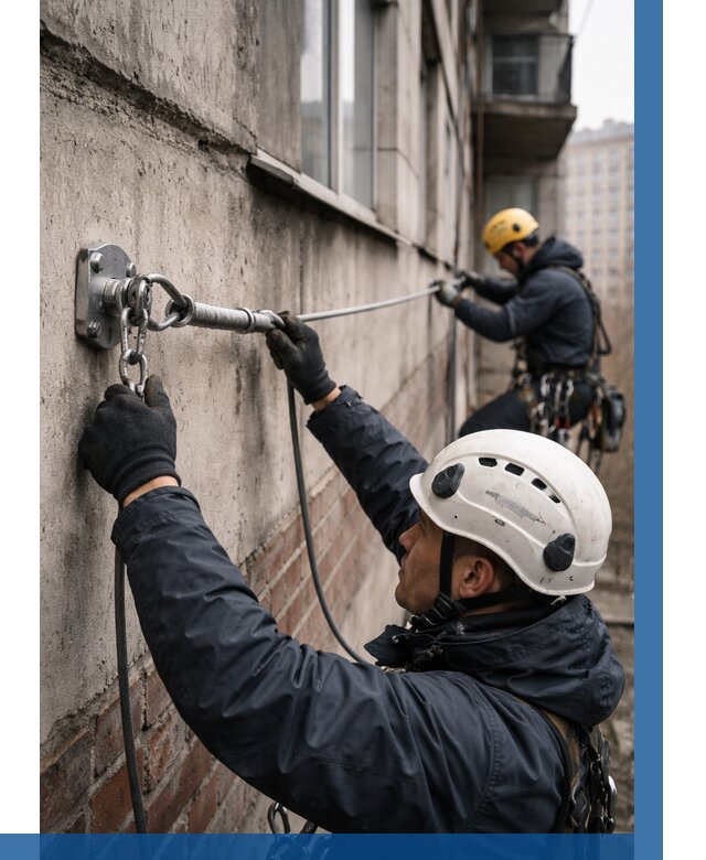 Монтаж анкерных линий в Краснодаре от 3096 р. | ВЫСОТНИК-Ксд