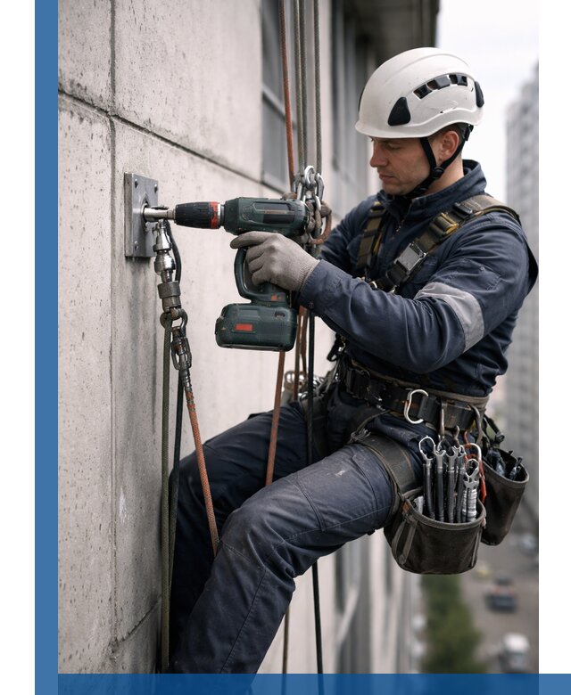 Установка анкерных точек для высотных работ в Краснодаре