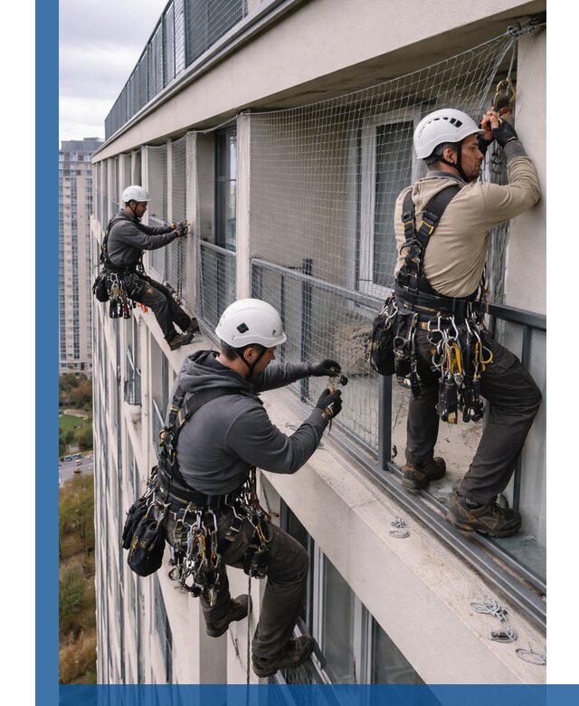 Профессиональный монтаж защитной сетки от птиц в Краснодаре